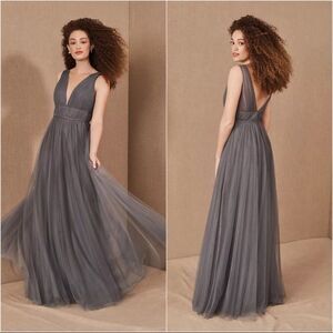 Bhldn - Jenny Yoo Sarita Bridesmaid Dress in Grey size 26